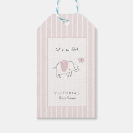 Minimalist Blush Pink Elephant Baby Shower ギフトタグ