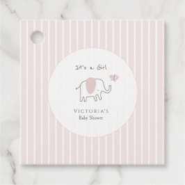 Minimalist Blush Pink Elephant Baby Shower フェイバータグ