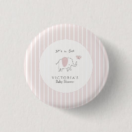Minimalist Blush Pink Elephant Baby Shower 缶バッジ