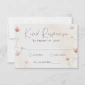 Minimalist Blush Pink Floral Elegant Garden Weddin 出欠カード (正面)