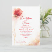 minimalist blush pink tulip floral elegant wedding 招待状 (スタンド正面)