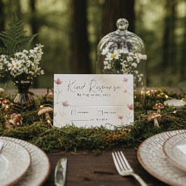 Minimalist Blush Pink Wildflower Wedding 出欠カード