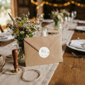 Minimalist Blush Pink Wildflower Wedding Envelope  ラウンドシール