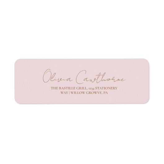 Minimalist Blush Rose & Gold Birthday  ラベル (正面)