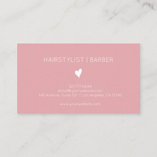 Minimalist Blush Rose White Heart Barber Name 名刺 (裏面)