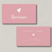 Minimalist Blush Rose White Heart Barber Name 名刺