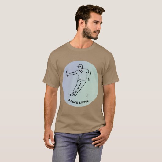 Minimalist Bocce Lover Elegant Single Line Art Pla Tシャツ (正面フル)