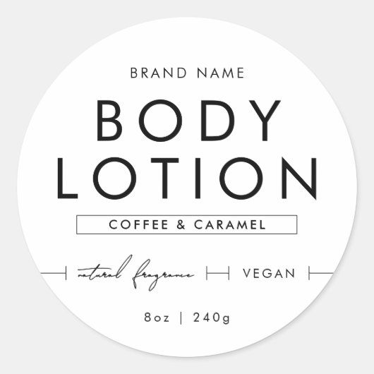 Minimalist Body Lotion Scrub Cosmetic Jar Label ラウンドシール (正面)