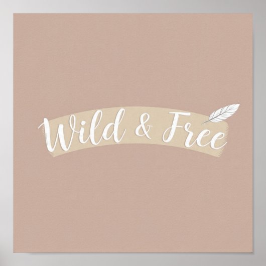 Minimalist Bohemian Art: Wild & Free Feather Arrow ポスター (正面)
