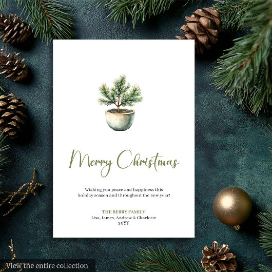 Minimalist Bohemian Botanical Earthy Xmas Card シーズンカード
