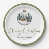 Minimalist Bohemian Christmas Scene Earthy Plates ペーパープレート (正面)