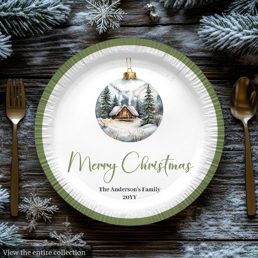 Minimalist Bohemian Christmas Scene Earthy Plates ペーパープレート