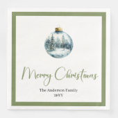Minimalist Bohemian Christmas Scene Holiday Napkin (正面)