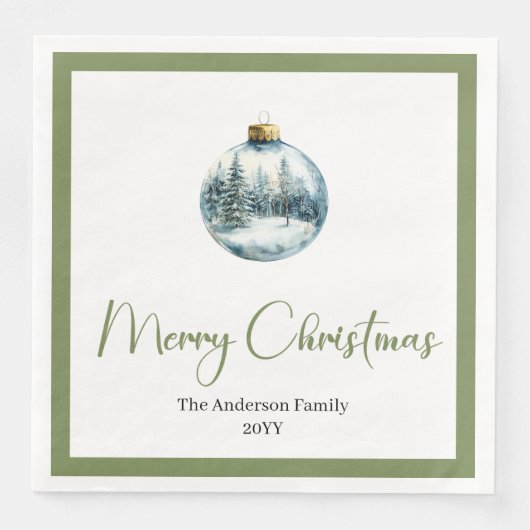 Minimalist Bohemian Christmas Scene Holiday Napkin (正面)