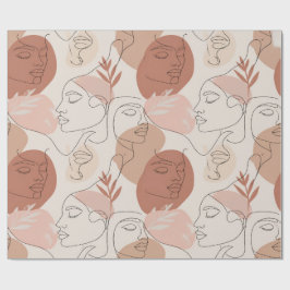 Minimalist Boho Abstract Face Line Art Wrapping Pa ラッピングペーパー