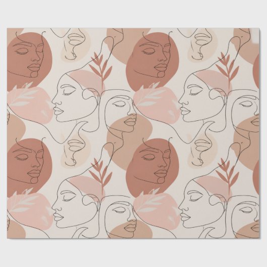Minimalist Boho Abstract Face Line Art Wrapping Pa ラッピングペーパー (フラット)