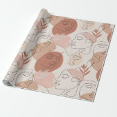 Minimalist Boho Abstract Face Line Art Wrapping Pa ラッピングペーパー (アンロールド)