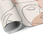 Minimalist Boho Abstract Face Line Art Wrapping Pa ラッピングペーパー (ロールコーナー)
