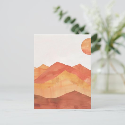 Minimalist Boho Abstract Mountain Landscape ポストカード (スタンド正面)