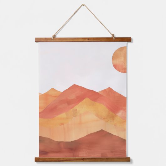 Minimalist Boho Abstract Mountain Landscape 吊り下げ型タペストリー (正面)