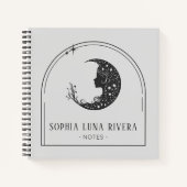 Minimalist Boho Arch Celestial Crescent Moon ノートブック (正面)