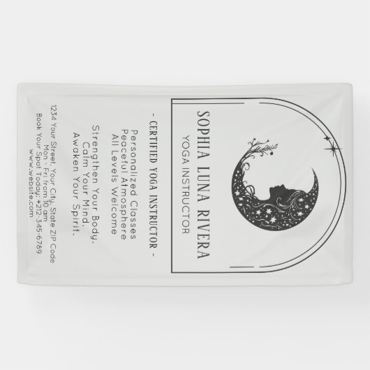 Minimalist Boho Arch Celestial Crescent Moon 横断幕 (横)