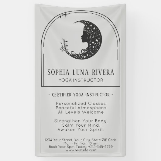 Minimalist Boho Arch Celestial Crescent Moon 横断幕 (縦)