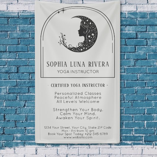 Minimalist Boho Arch Celestial Crescent Moon 横断幕