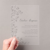 Minimalist Boho Black White Floral Art Wedding アクリル招待状 (インサイチュ (ポータブル))