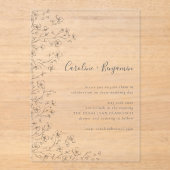 Minimalist Boho Black White Floral Art Wedding アクリル招待状 (正面)