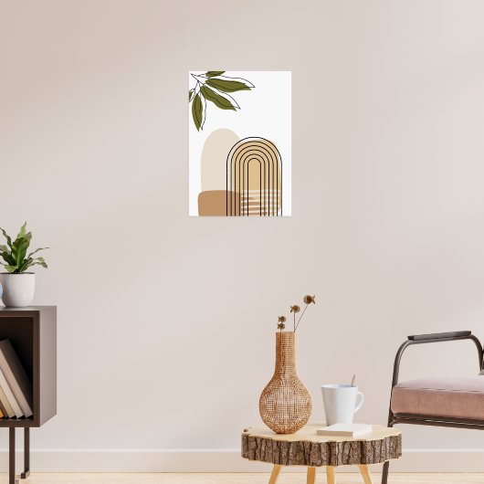Minimalist Boho Botanical Arch Poster earthly tone ポスター (リビング3)