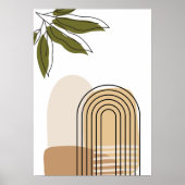 Minimalist Boho Botanical Arch Poster earthly tone ポスター (正面)