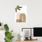 Minimalist Boho Botanical Arch Poster earthly tone ポスター (ホームオフィス)