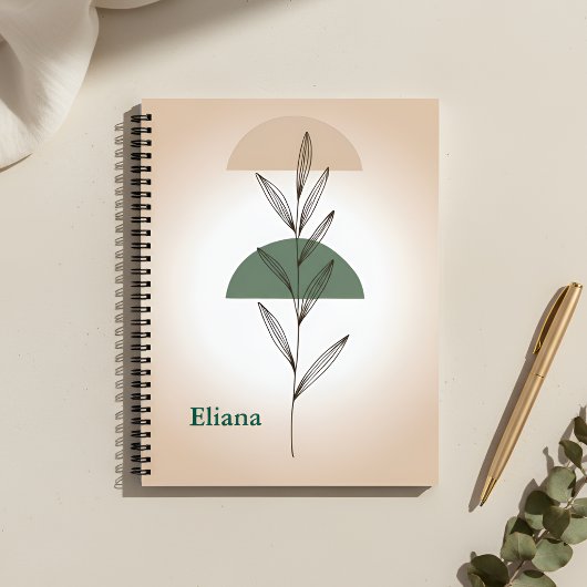 Minimalist Boho Botanical Leaves Personalized  ノートブック