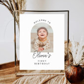 Minimalist Boho Boy Girl ANY AGE Birthday Welcome ポスター