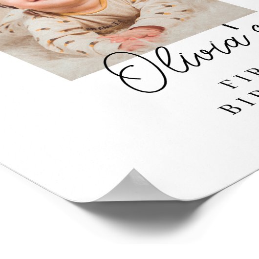 Minimalist Boho Boy Girl ANY AGE Birthday Welcome ポスター (角)