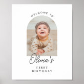 Minimalist Boho Boy Girl ANY AGE Birthday Welcome ポスター (正面)