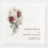 Minimalist Boho Burgundy Gold Rose Paper Napkins (正面)