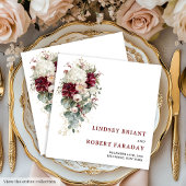 Minimalist Boho Burgundy Gold Rose Paper Napkins