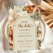Minimalist Boho Burnt Orange Sage Save The Date 招待状