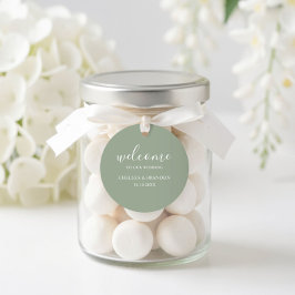 Minimalist Boho Chic Sage Green Welcome Wedding ラウンドシール