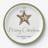 Minimalist Boho Christmas Bouquet in Botanical  ペーパープレート (正面)