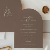 Minimalist Boho Cocoa Brown Ivory Script Wedding 招待状