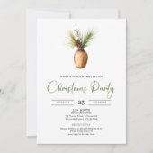 Minimalist Boho Earthy Watercolor Christmas Invite 招待状 (正面)