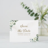 Minimalist Boho Eucalyptus & White Floral ポストカード (スタンド正面)