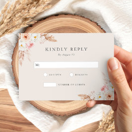 Minimalist Boho Fall Floral Wedding 出欠カード