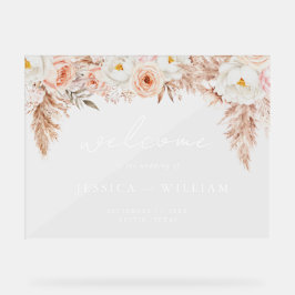 Minimalist Boho Fall Floral Wedding Welcome アクリルサイン