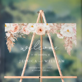 Minimalist Boho Fall Floral Wedding Welcome アクリルサイン (ニュートラル)