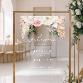 Minimalist Boho Fall Floral Wedding Welcome アクリルサイン