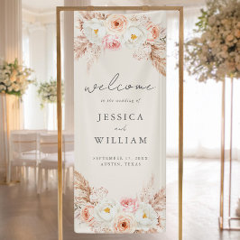 Minimalist Boho Fall Floral Wedding Welcome 横断幕